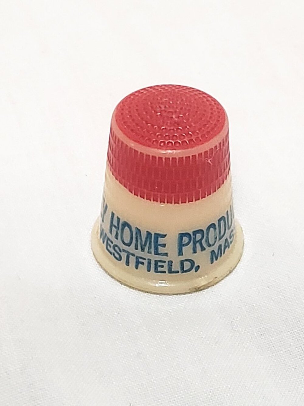 Stanley Home Products Westfield Mass Thimble Souvenir Vintage 3/4" Advertising